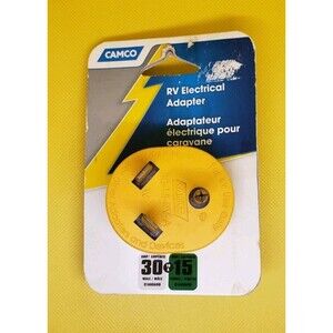 55233 CAMCO RV CAMPER POWER GRIP HEAVY DUTY 30A TO 15A 120V ADAPTER USA SELLER..